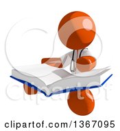 Poster, Art Print Of Orange Man Doctor Or Veterinarian Sitting And Reading A Book