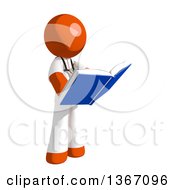 Poster, Art Print Of Orange Man Doctor Or Veterinarian Reading A Book
