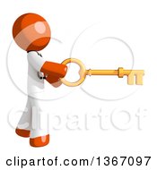 Poster, Art Print Of Orange Man Doctor Or Veterinarian Holding A Skeleton Key