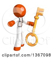 Orange Man Doctor Or Veterinarian Holding A Skeleton Key