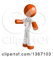 Clipart Of An Orange Man Doctor Or Veterinarian Presenting To The Left Royalty Free Illustration