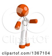 Clipart Of An Orange Man Doctor Or Veterinarian Presenting To The Right Royalty Free Illustration by Leo Blanchette