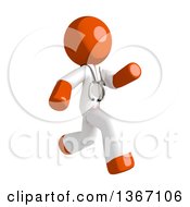 Poster, Art Print Of Orange Man Doctor Or Veterinarian Running To The Right