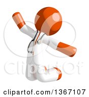 Clipart Of An Orange Man Doctor Or Veterinarian Jumping Or Kneeling And Begging Royalty Free Illustration