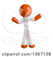 Clipart Of An Orange Man Doctor Or Veterinarian Shrugging Royalty Free Illustration