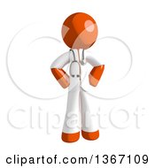 Orange Man Doctor Or Veterinarian Standing With Hands On His Hips
