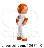 Orange Man Doctor Or Veterinarian Standing With Hands On His Hips Facing Left