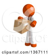Poster, Art Print Of Orange Man Doctor Or Veterinarian Holding A Box