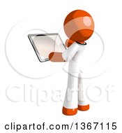 Clipart Of An Orange Man Doctor Or Veterinarian Using A Tablet Computer Royalty Free Illustration