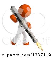 Poster, Art Print Of Orange Man Doctor Or Veterinarian With A Fountain Pen