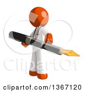 Clipart Of An Orange Man Doctor Or Veterinarian With A Fountain Pen Royalty Free Illustration by Leo Blanchette