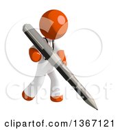 Orange Man Doctor Or Veterinarian Holding A Pen