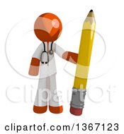 Poster, Art Print Of Orange Man Doctor Or Veterinarian Holding A Pencil