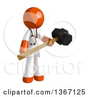 Poster, Art Print Of Orange Man Doctor Or Veterinarian Holding A Sledgehammer