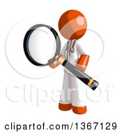 Orange Man Doctor Or Veterinarian Searching With A Magnifying Glass