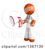 Poster, Art Print Of Orange Man Doctor Or Veterinarian Holding A Megaphone