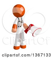 Orange Man Doctor Or Veterinarian Holding A Megaphone