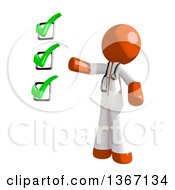 Poster, Art Print Of Orange Man Doctor Or Veterinarian Presenting A Check List