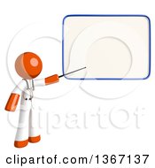 Orange Man Doctor Or Veterinarian Holding A Pointer Stick To A White Board