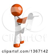 Poster, Art Print Of Orange Man Doctor Or Veterinarian Reading A List Facing Right