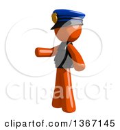 Clipart Of An Orange Man Police Officer Presenting To The Left Royalty Free Illustration