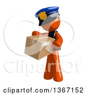 Orange Man Police Officer Carring A Box