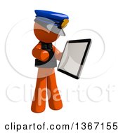 Clipart Of An Orange Man Police Officer Using A Tablet Computer Royalty Free Illustration