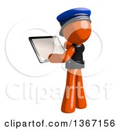 Poster, Art Print Of Orange Man Police Officer Using A Tablet Computer