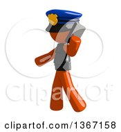 Poster, Art Print Of Orange Man Police Officer Talking On A Smart Phone