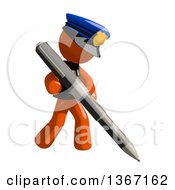 Clipart Of An Orange Man Police Officer Holding A Pen Royalty Free Illustration