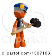Orange Man Police Officer Holding A Sledgehammer