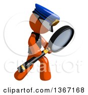 Poster, Art Print Of Orange Man Police Officer Searching With A Magnifying Glass