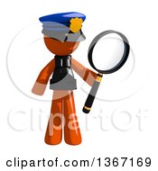 Orange Man Police Officer Searching With A Magnifying Glass