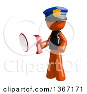 Orange Man Police Officer Holding A Megaphone