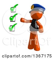 Poster, Art Print Of Orange Man Police Officer Presenting A Check List