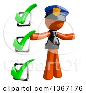 Poster, Art Print Of Orange Man Police Officer Presenting A Check List