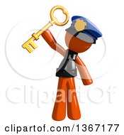 Clipart Of An Orange Man Police Officer Holding A Skeleton Key Royalty Free Illustration by Leo Blanchette