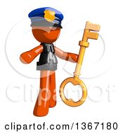 Poster, Art Print Of Orange Man Police Officer Holding A Skeleton Key