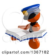 Orange Man Police Officer Sitting And Reading A Book