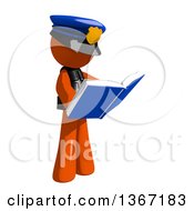 Poster, Art Print Of Orange Man Police Officer Reading A Book