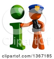 Poster, Art Print Of Orange Man Police Officer With A Green I Information Icon