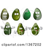 Clipart Of Cartoon Avocado Characters Royalty Free Vector Illustration