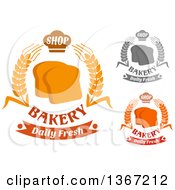 Clipart Of Sliced Bread And Wheat Bakery Designs Royalty Free Vector Illustration