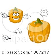 Clipart Of A Cartoon Face Hands And Orange Bell Peppers Royalty Free Vector Illustration