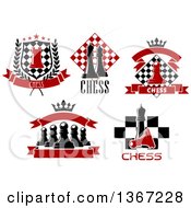 Clipart Of Chess Piece Designs And Text Royalty Free Vector Illustration
