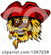 Poster, Art Print Of Cartoon Tough Black Male Pirate Captain With A Blond Beard And Red Hat