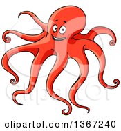 Clipart Of A Cartoon Orange Octopus Royalty Free Vector Illustration