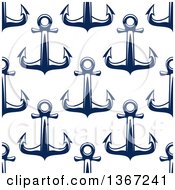 Poster, Art Print Of Nautical Seamless Background Pattern Of Navy Blue Anchors