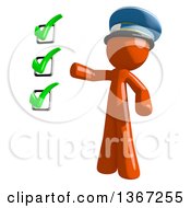 Poster, Art Print Of Orange Mail Man Wearing A Hat And Presenting A Check List