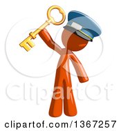 Poster, Art Print Of Orange Mail Man Wearing A Hat Holding A Skeleton Key